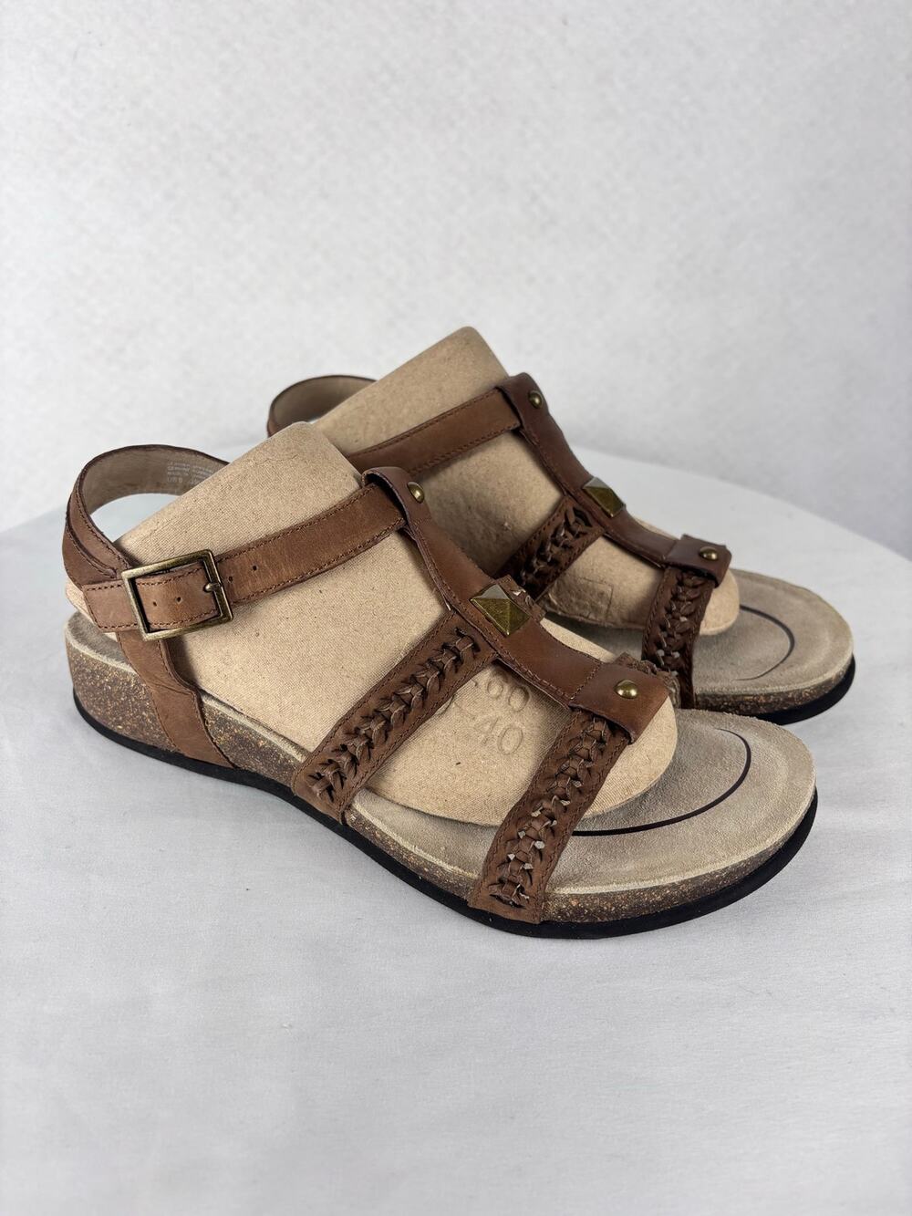 Abeo Brown Leather T Strap Sandals Sz 9 BioSystem Comfort Boho Women’s Orthodic